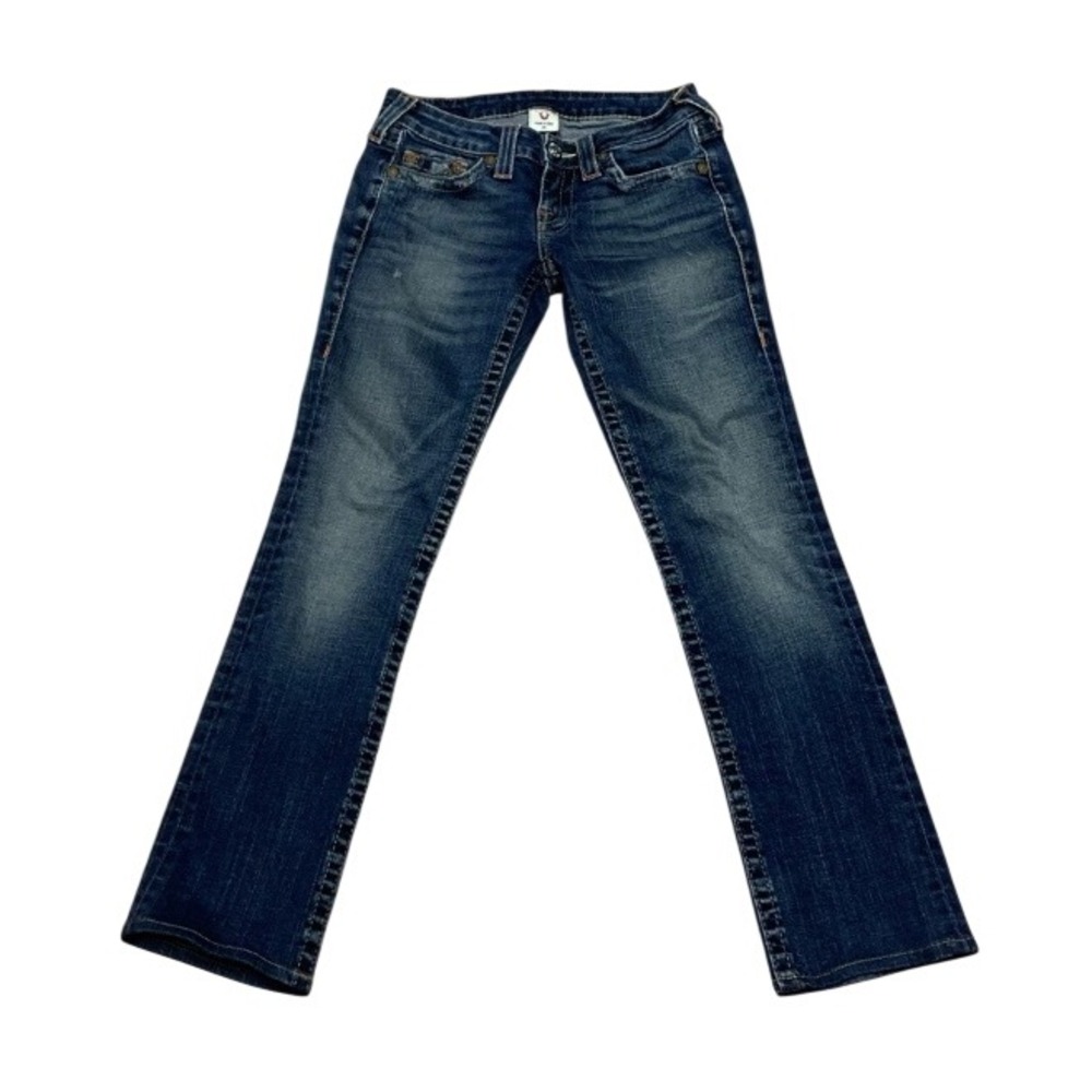 True Religion Jeans Women 26 Fit 26X29 Blue Denim Johnny Distressed Made In USA